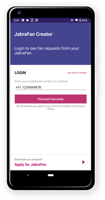 Square Infosoft Project Work Android App Development Jabrafan LogIn With Mobile
