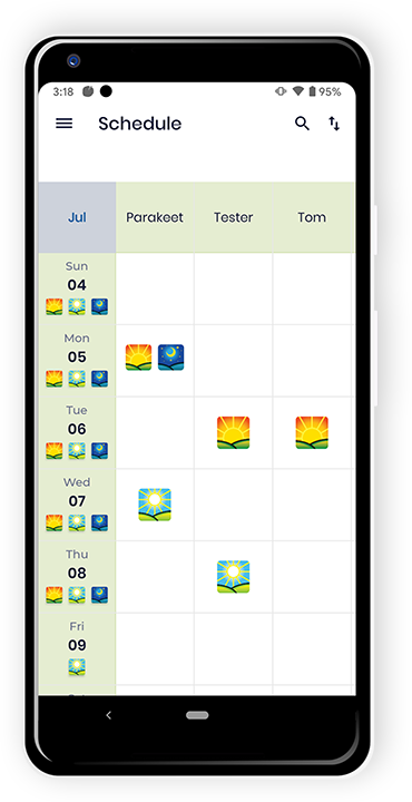 Square Infosoft Project Work Android & iOS Mobile App Development Parakeet Switch Table