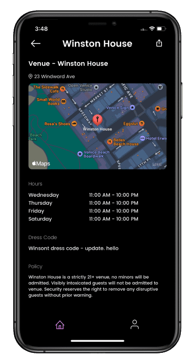 Square Infosoft Project Work iOS Mobile App Development Speakeasy Venue Details