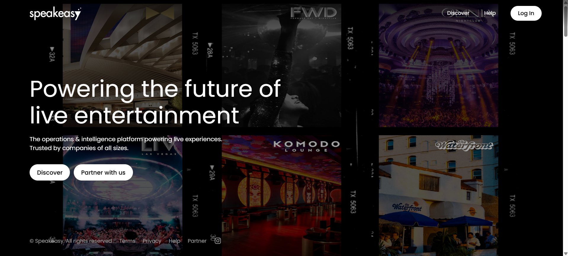 Event booking web development - speakeasy home page