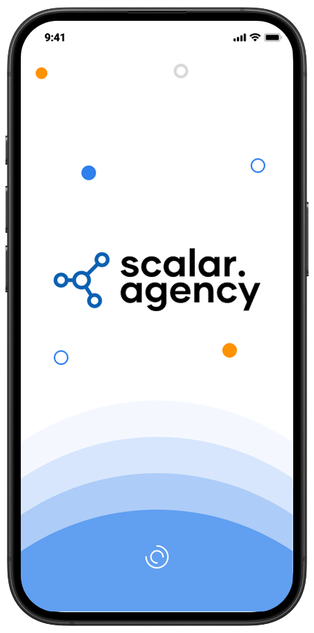 Scalar AI property inspection app splash screen developed by Square Infosoft.