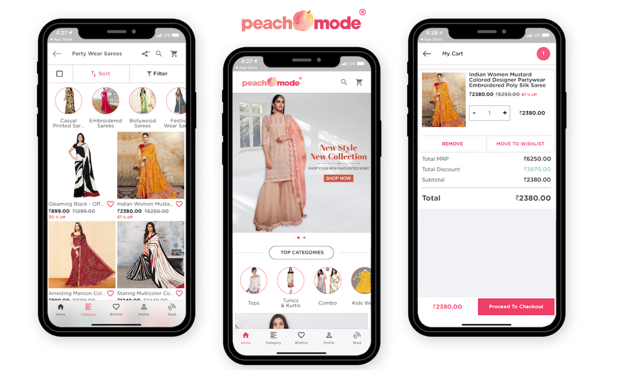 Peachmode - E-Commerce Fashion App (Women’s Ethnic Wear Marketplace) fashion ecommerce app development