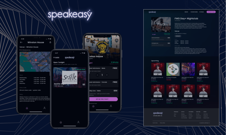 Speakeasy - Event Ticket Booking App Development 5⭐ rated nightlife & event ticket booking app we built for iOS.