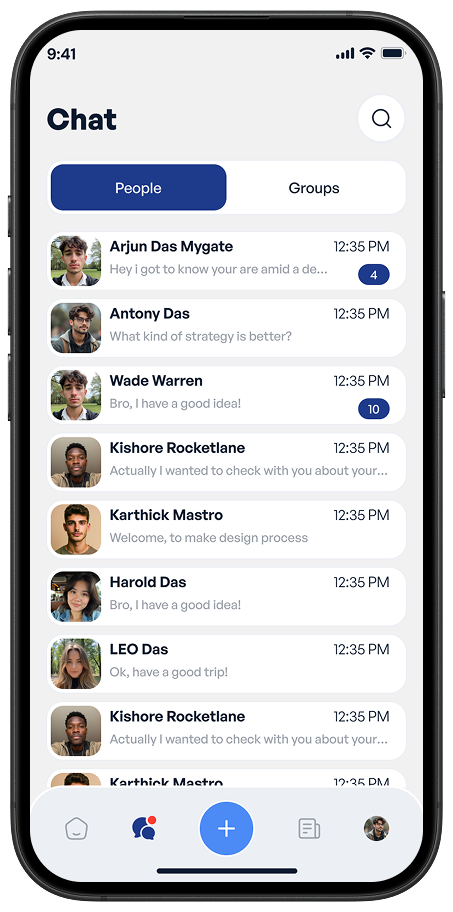 Chat list screen of Ekaki app showing conversations with travel buddies