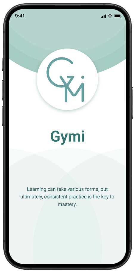 Gymi mobile app splash screen for EdTech learning