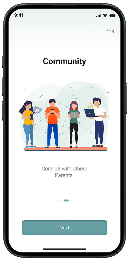 Gymi parent community onboarding screen