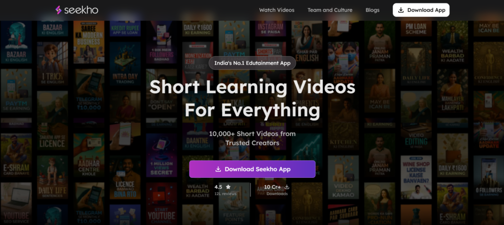 Discover Seekho, India's top edutainment app that offers thousands of short learning videos, a unique take on the short-form video format.