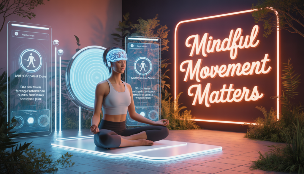 AI use cases in fitness and mental wellness showing personalized workout tracking, AI meditation assistance, and brain-computer interface technology.