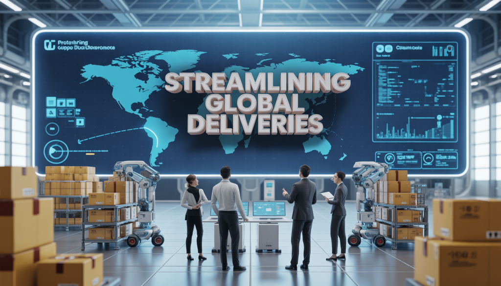 AI use cases in logistics and supply chain management showing warehouse automation, global shipment tracking, and AI-powered delivery optimization systems.