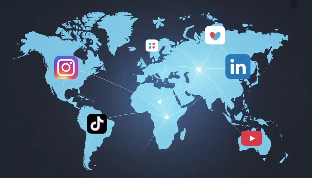 AI usage across platforms like Instagram, TikTok, LinkedIn, and YouTube globally