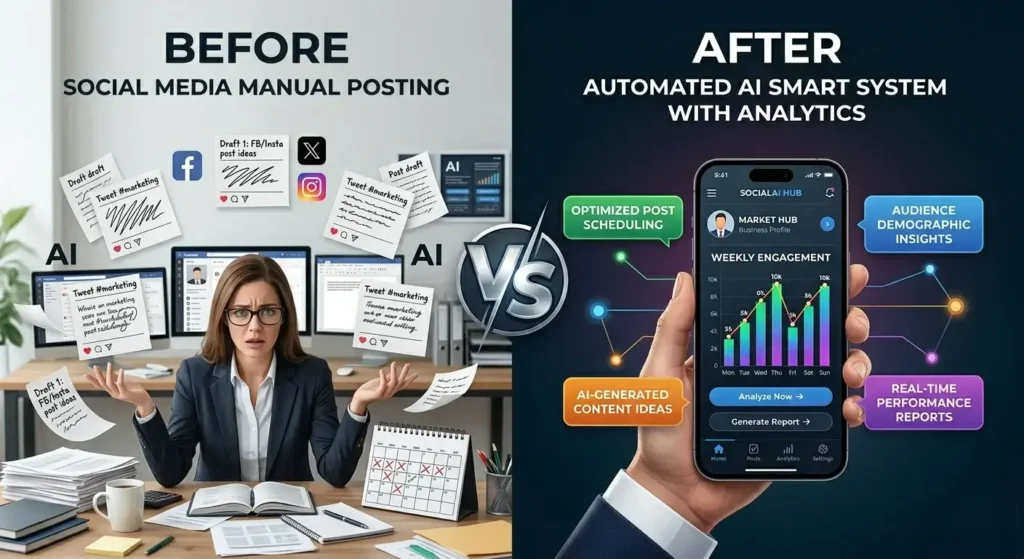 Comparison of traditional social media and AI-powered social media systems