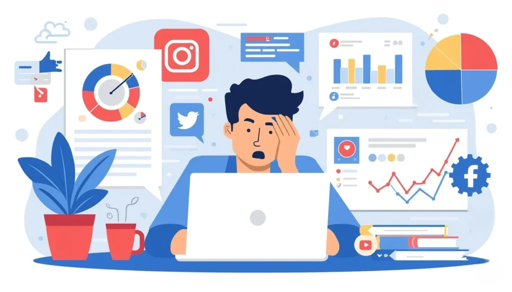 Common social media challenges like low engagement, manual work, and poor targeting