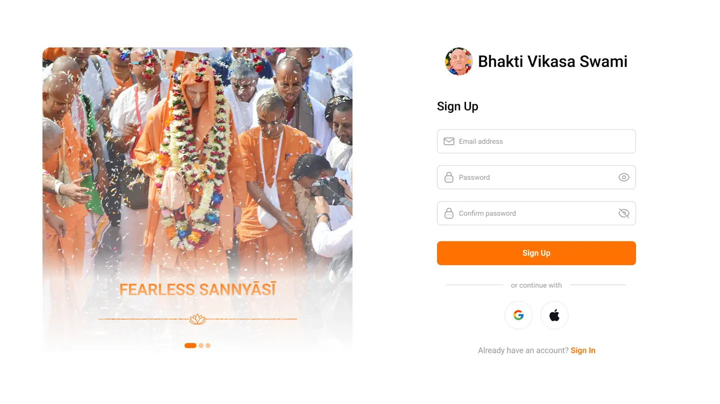 BVKS Login and Signup Web Application BVKS spiritual web application login and signup interface