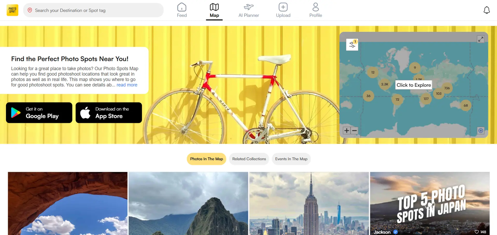 PhotoSpot AI Travel Website Development AI travel website development with interactive map and photo spot discovery