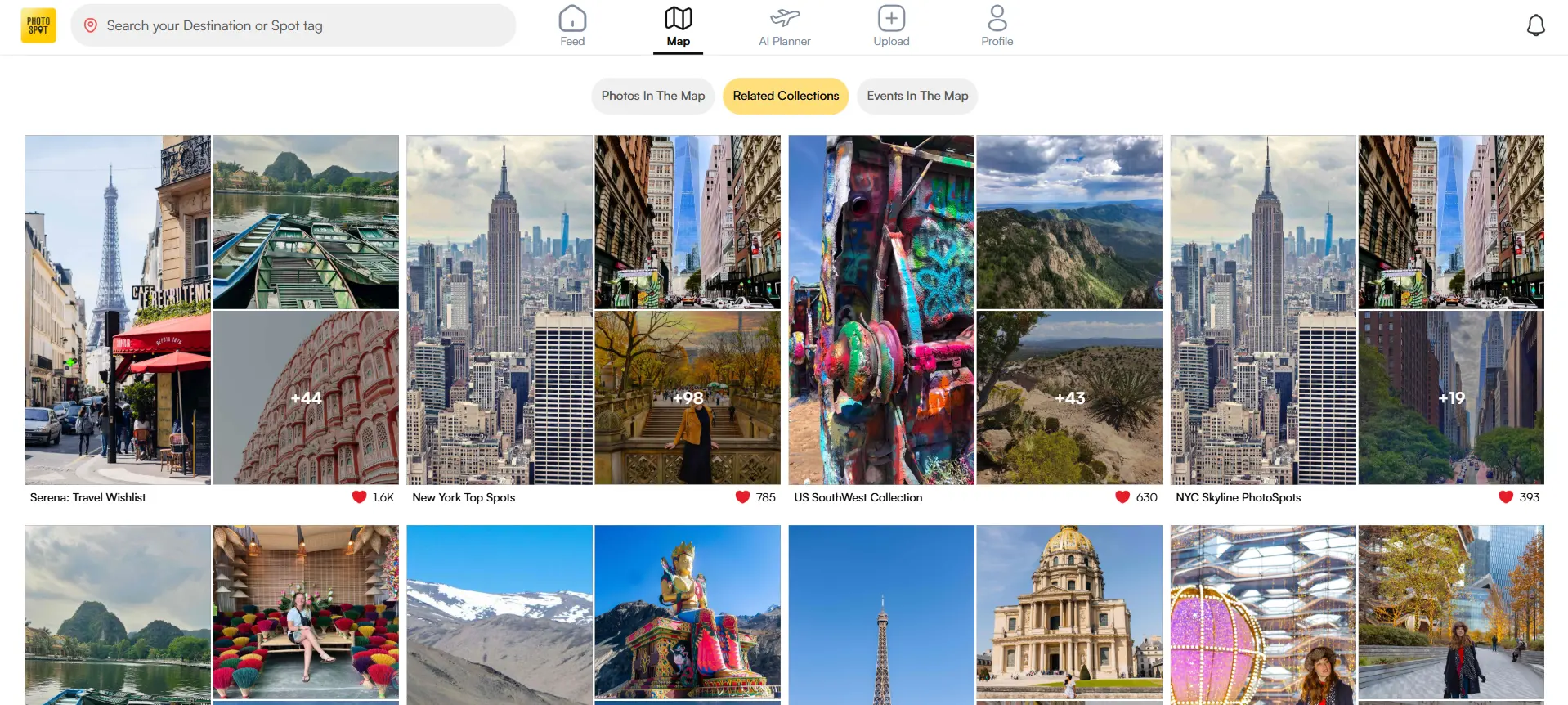 PhotoSpot Travel Website & App Development Portfolio | Square Infosoft PhotoSpot travel website interface showing destination maps, photo collections, travel spots, and trip planning features