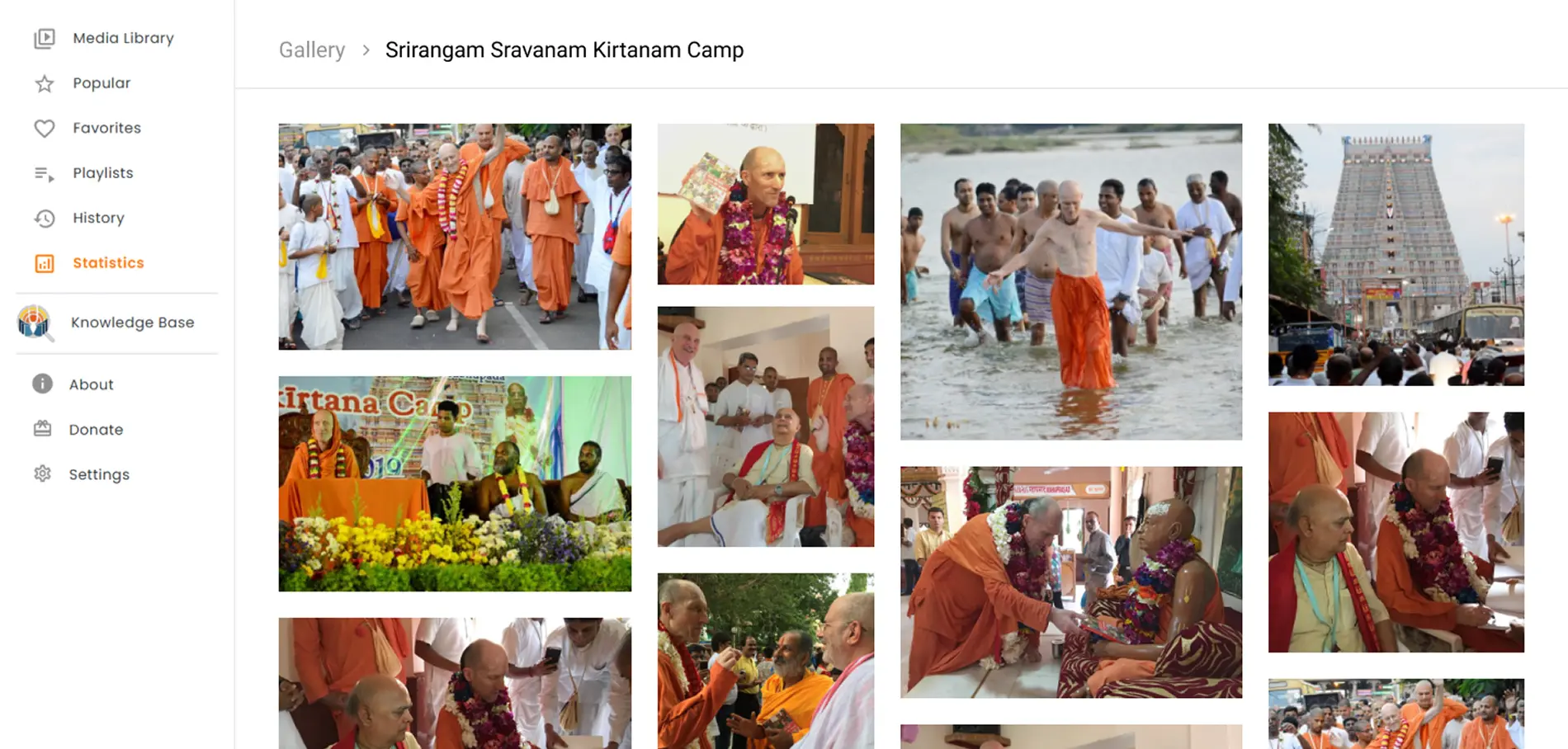 Spiritual Media Gallery Web Application | Square Infosoft Spiritual media gallery web application displaying devotional images and organized media archive collections